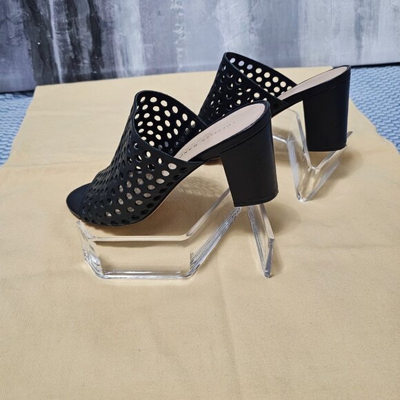 Loeffler Randall Black Perforated Leather Slip On , Open Toe Heels - Size 6 - Picture 5 of 9